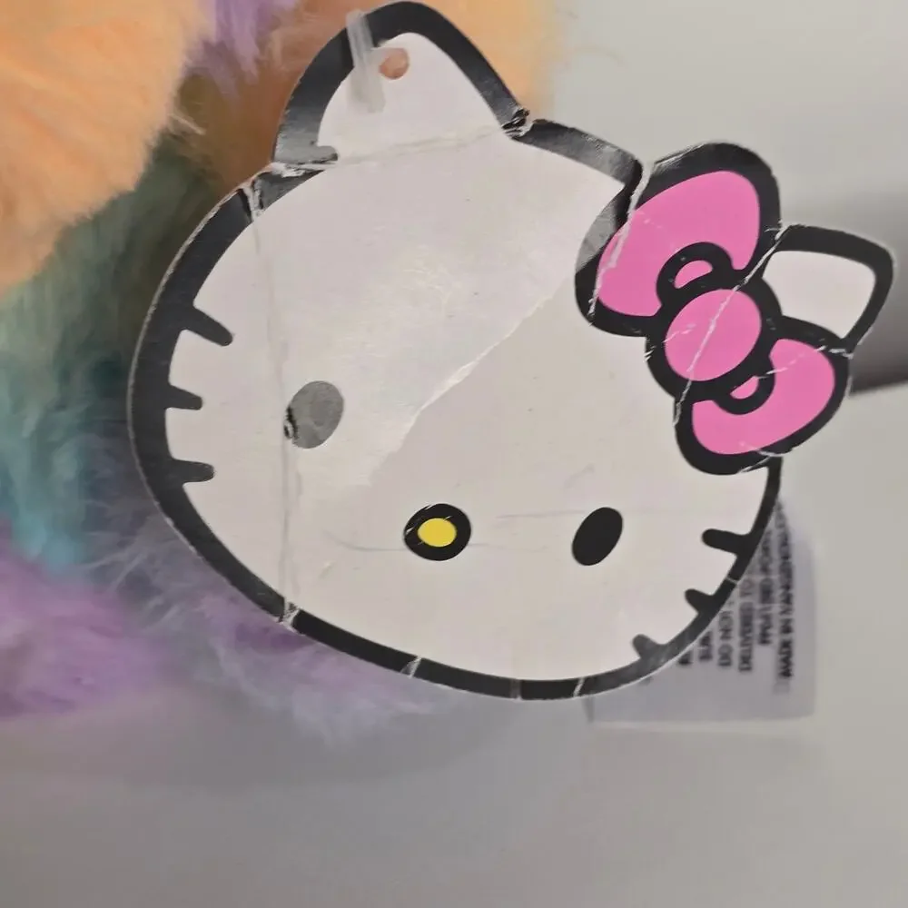 Sanrio Hello Kitty With Cute Rainbow Teddy Bear Costume Hello Kitty Figure Plush